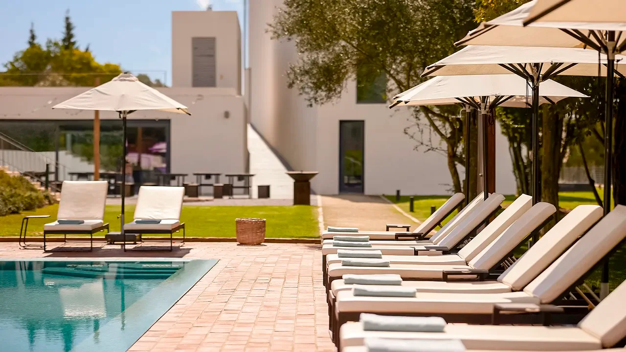 The design hotel on the hill above Santiago do Cacém, looking out over the Alentejo plain